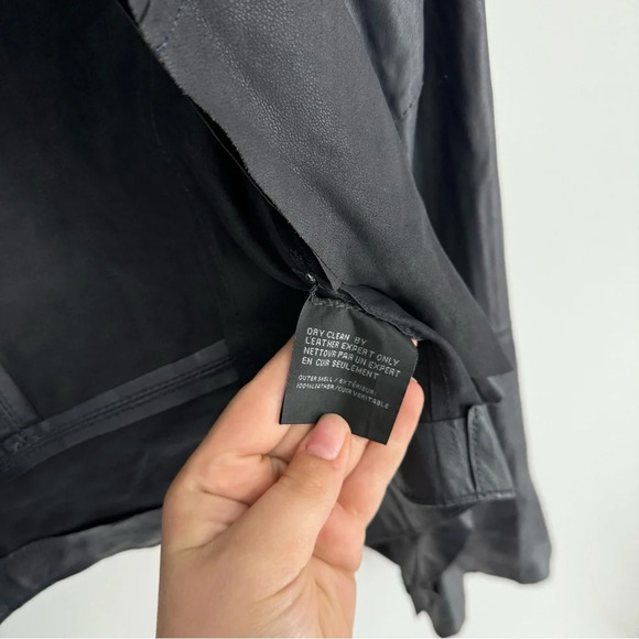 Bod & Christensen Leather Draped Waterfall Biker Moto Jacket - Picture 6 of 6